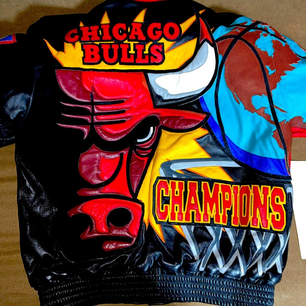 Jeff Hamilton Chicago bulls leather jacket 1997 size xl satin inside